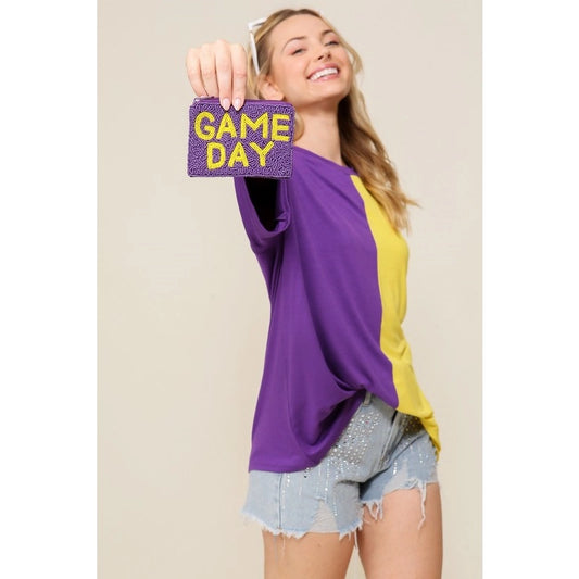 Timing Multi Color Knit Short Sleeve Top