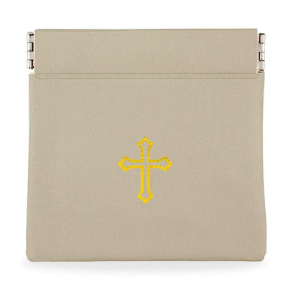 Vinyl Rosary Pouch Squeeze Top Gold Cross Imprint (Multiple Options)
