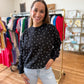 Fleece Babe Polka Dot Crew Neck Sweatshirt- Black