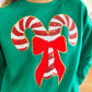 Sequin Candy Cane Sweatshirt- Green