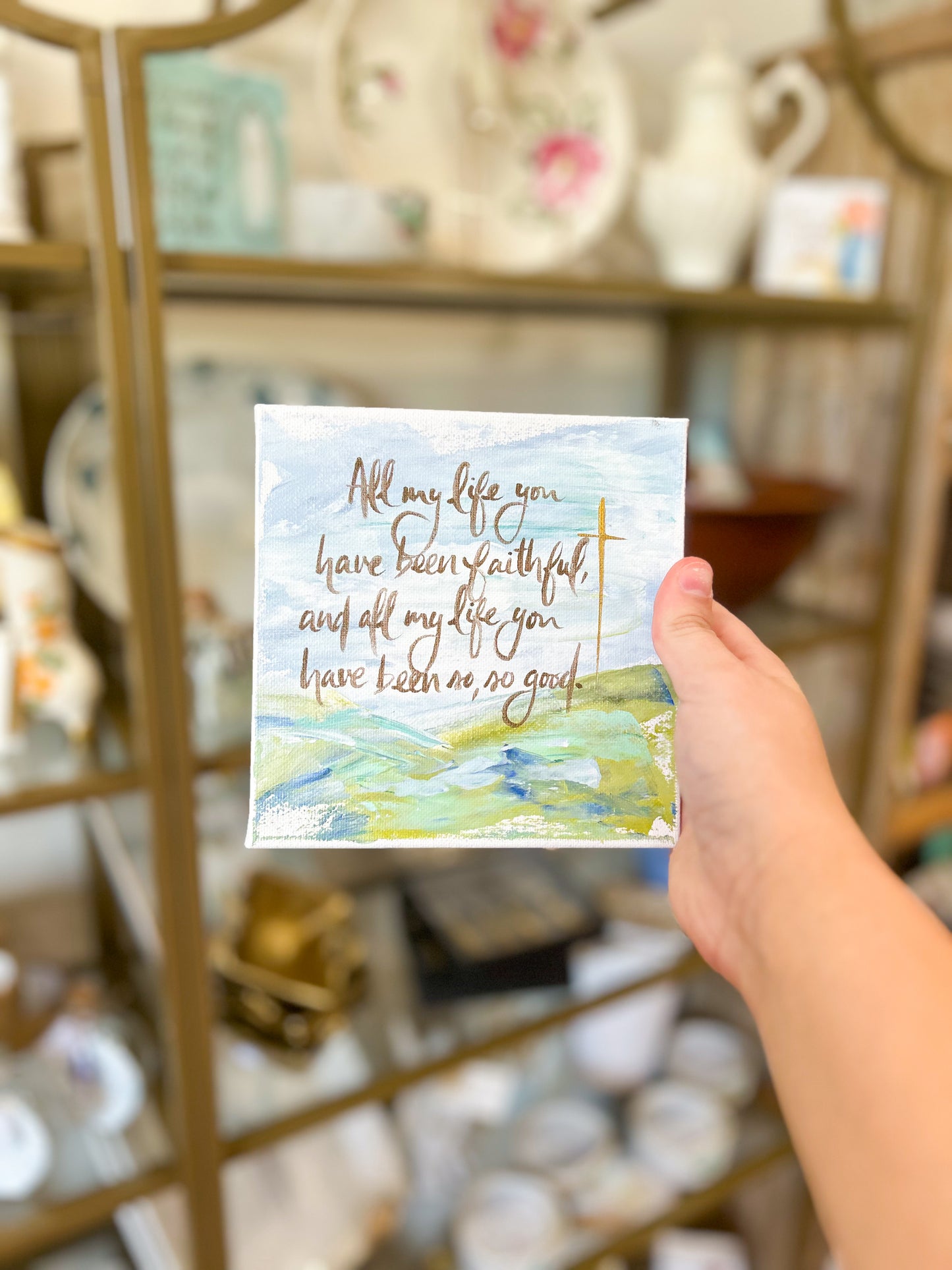 6x6 All My Life You Have Been Faithful with Cross Canvas Art
