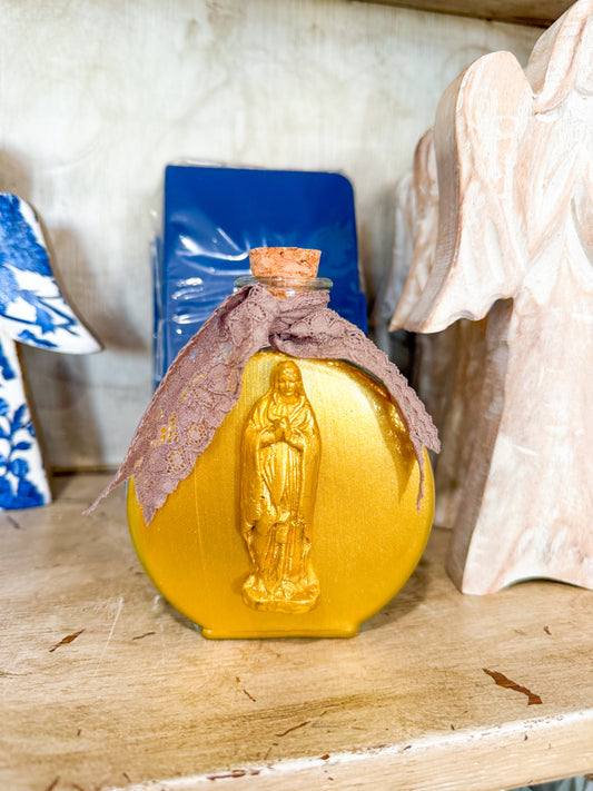Our Lady of Grace Holy Water Container-Taupe Lace
