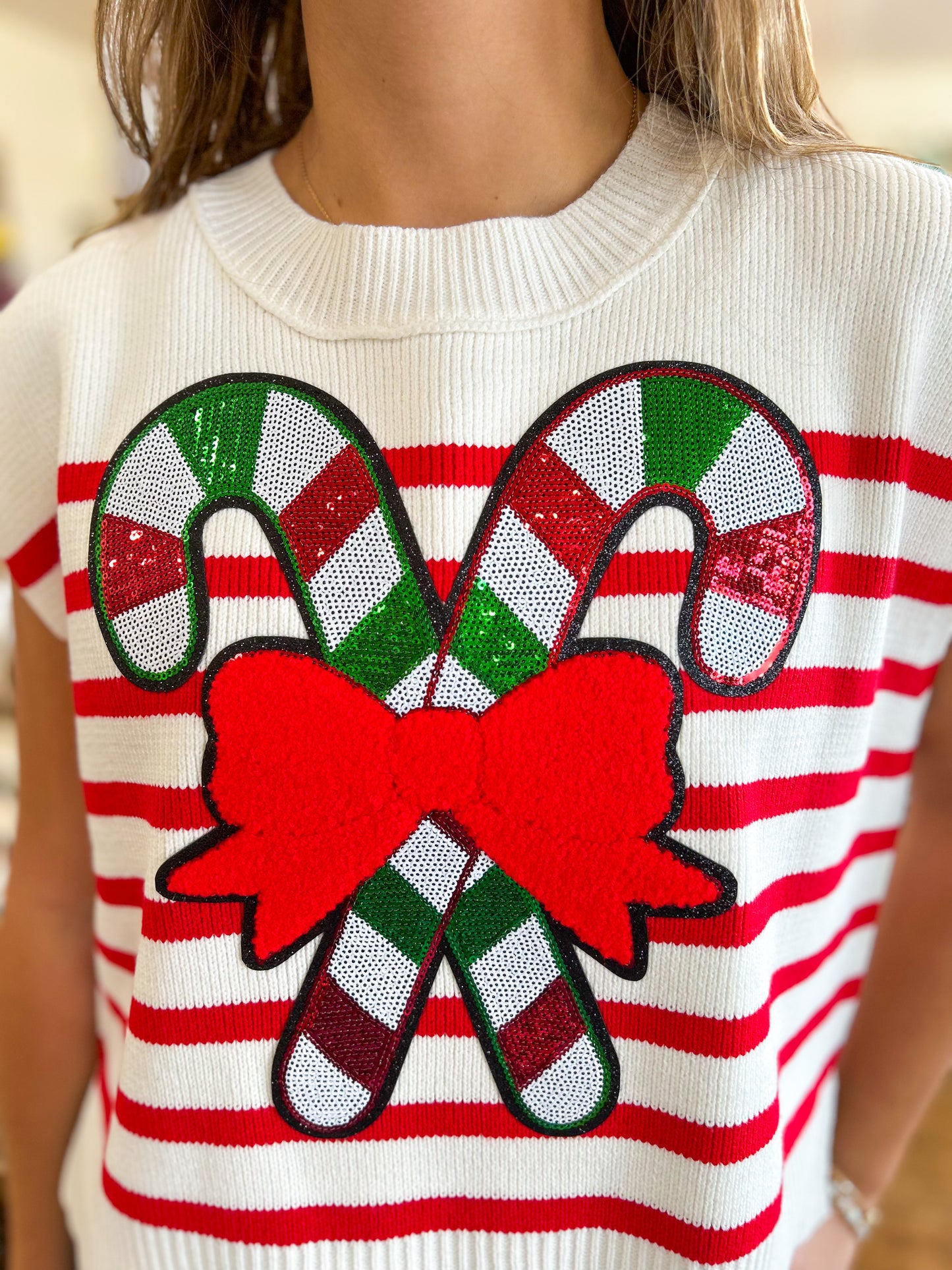Red Stripe Candy Cane Cutie Sweater