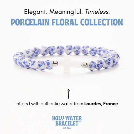 Petite Holy Water Porcelain Cross Bracelet-Waterproof Gold