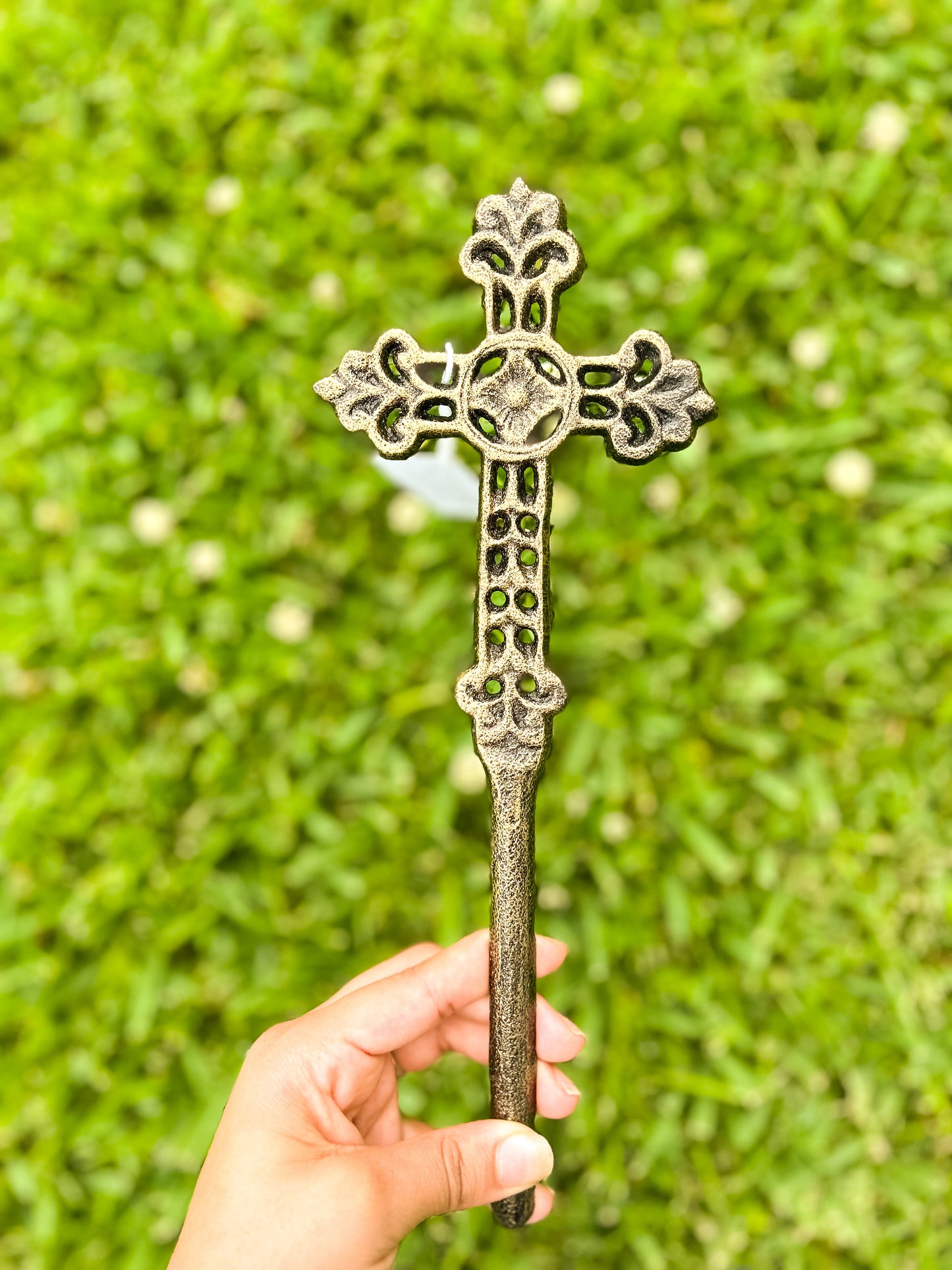 Gold Mini Cast Iron Cross Stake