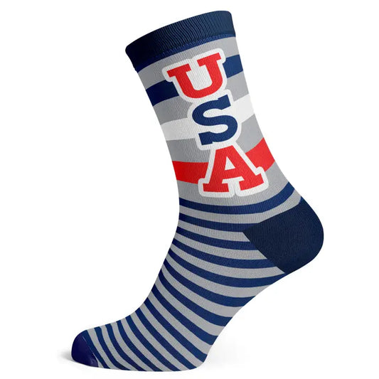 Socks To Be You- USA Grey Stripes Socks- Big Shoe