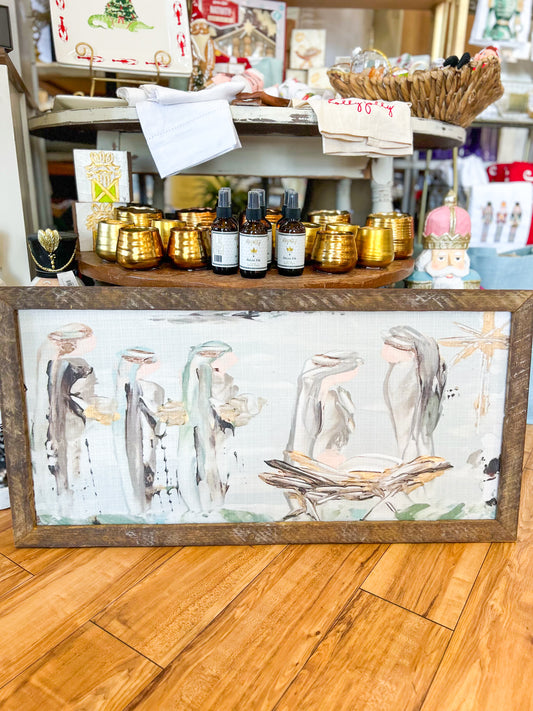 GA Nativity Scene Framed Art 18x36