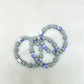 Grey Beaded Bracelet with Blue Floral Beads