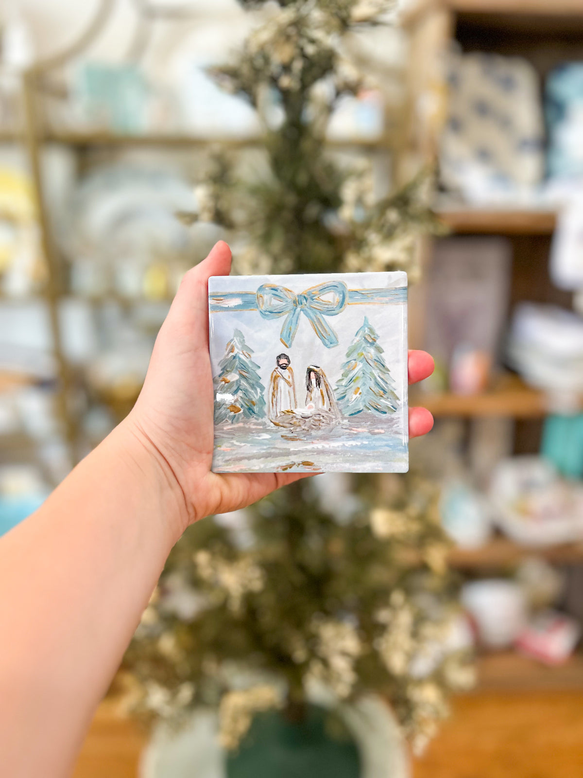 4x4 Bow Nativity Coaster