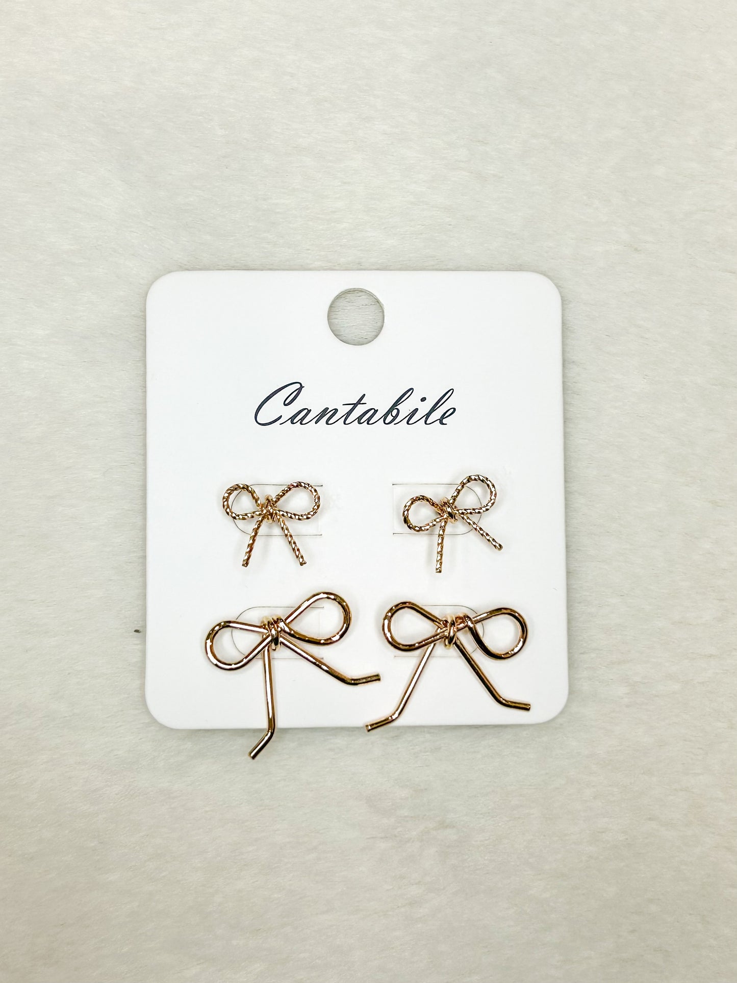 Medium and small Gold Bow Earring Set