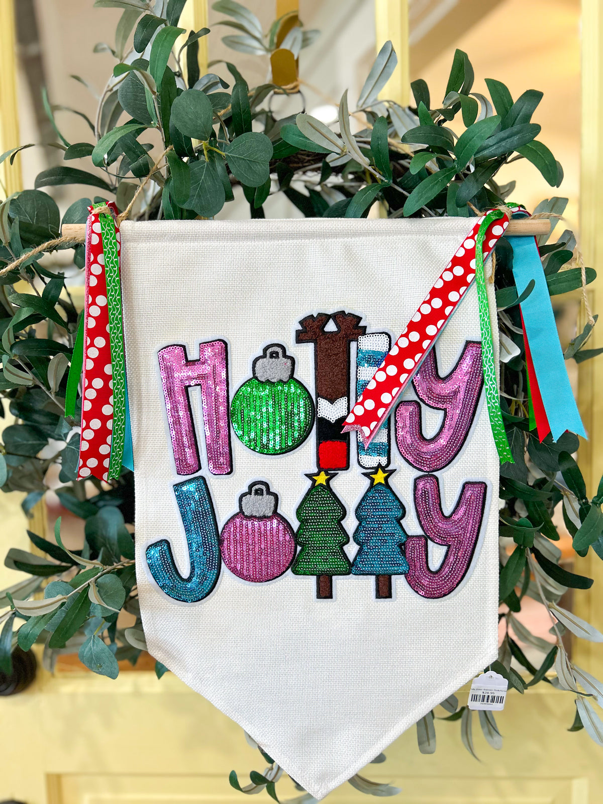 Holly Jolly Door Banner Pink/Green/Blue