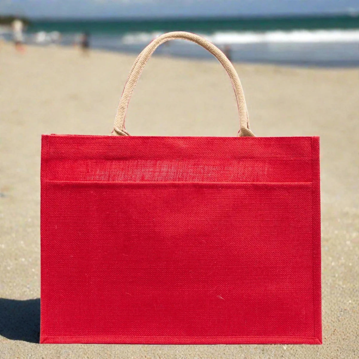 Jute Pocket Tote/Red