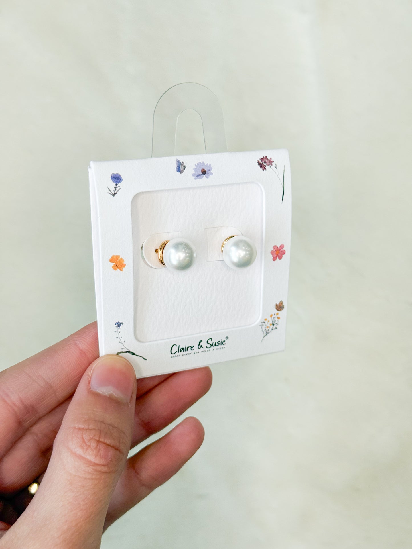 Claire and Susie Pearl Earrings with Gold