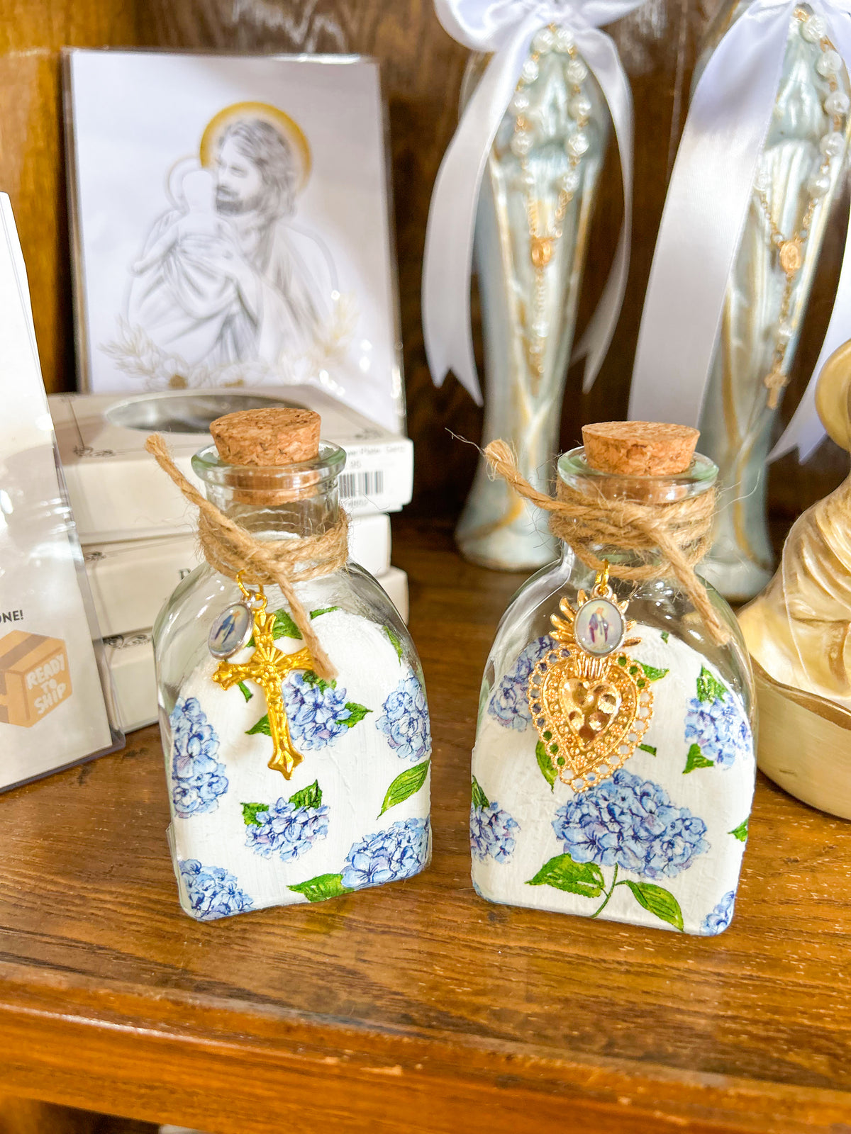 Blue Hydrangea Holy Water Container