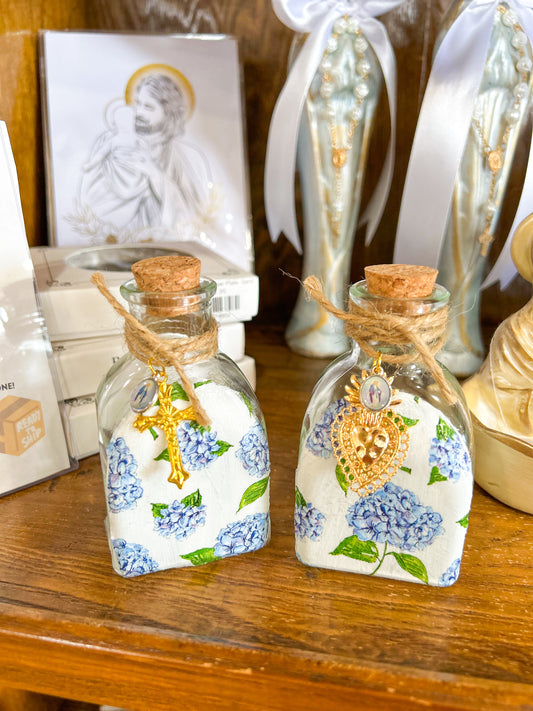 Blue Hydrangea Holy Water Container