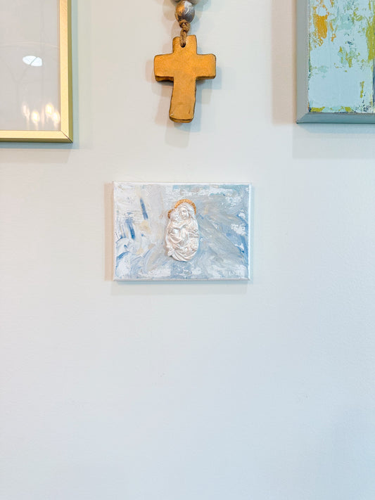 Madonna & Child on 5x7 Slate Gray Canvas