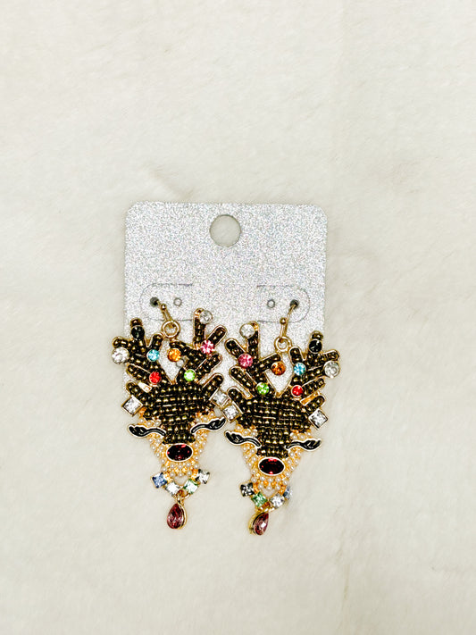 Dancer Dazzle Reindeer Christmas Earrings