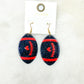 Sparkle Navy/Red Football Earrings