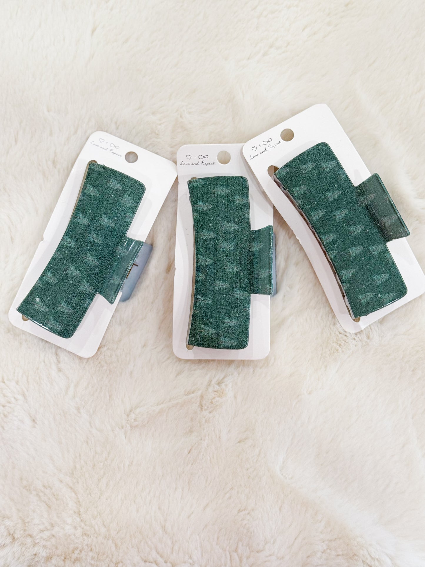 Christmas Hair Clip- Green Christmas Trees