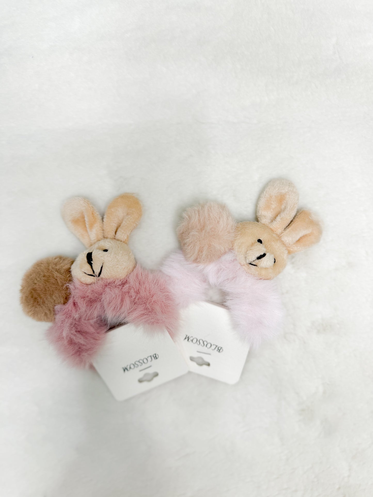 Fuzzy Friends Hair Scrunchy- Pink Bunny