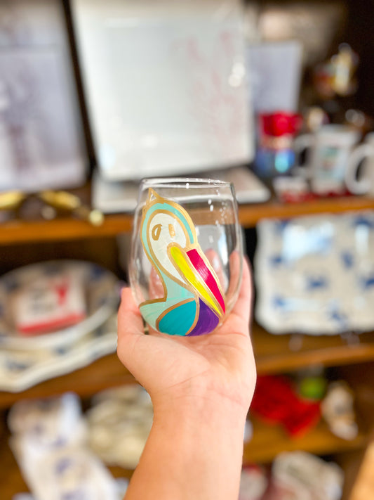 Original Blue Pelican Hand-Painted Wine Glasses