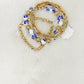 Blue & White Floral Beads Gold Stack Bracelets
