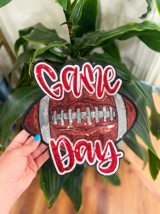 Patch- Red Game Day with Football