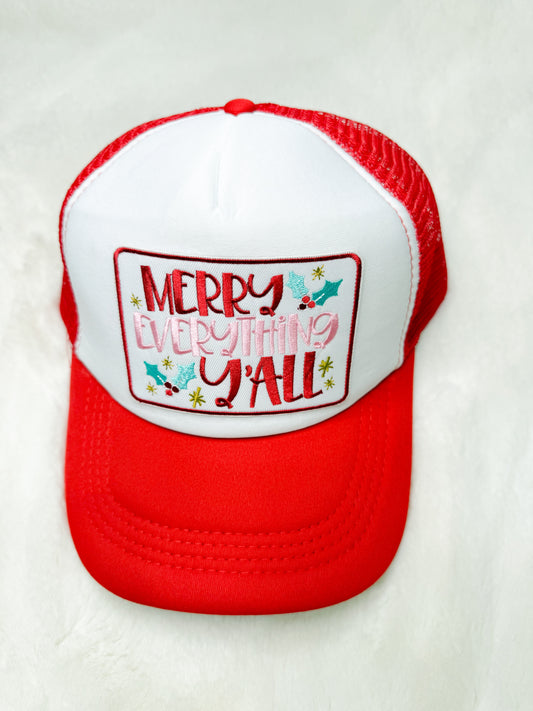 Trucker Hat Patch Merry Everything Yall Red