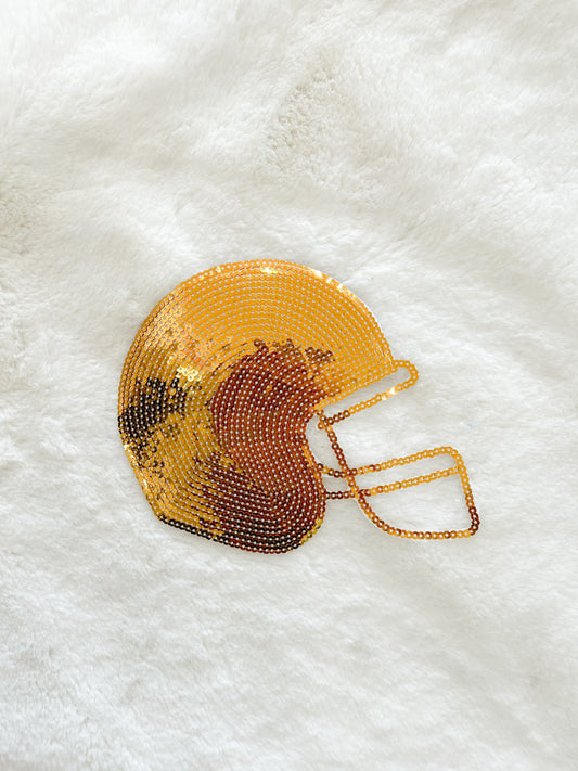 Patch- Gold Sequin Football Helmet