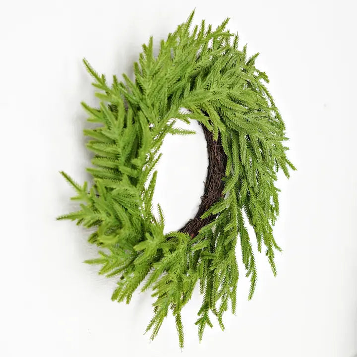 24in Twig Wreath-Soft Touch Evergreen Norfolk Pine