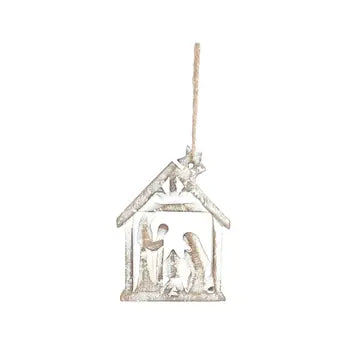 Rustic Wooden Nativity Ornament