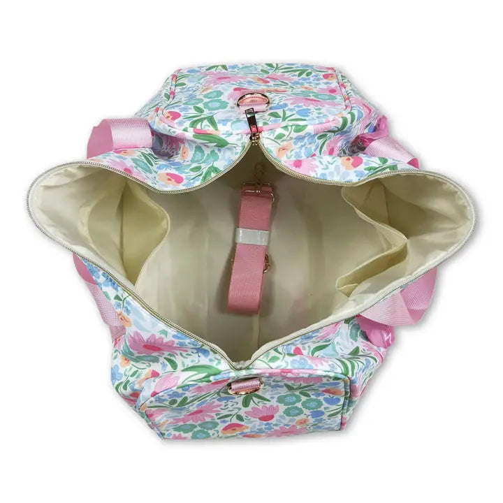 Pink Ruffle Band Floral Adult Women Duffle Bag