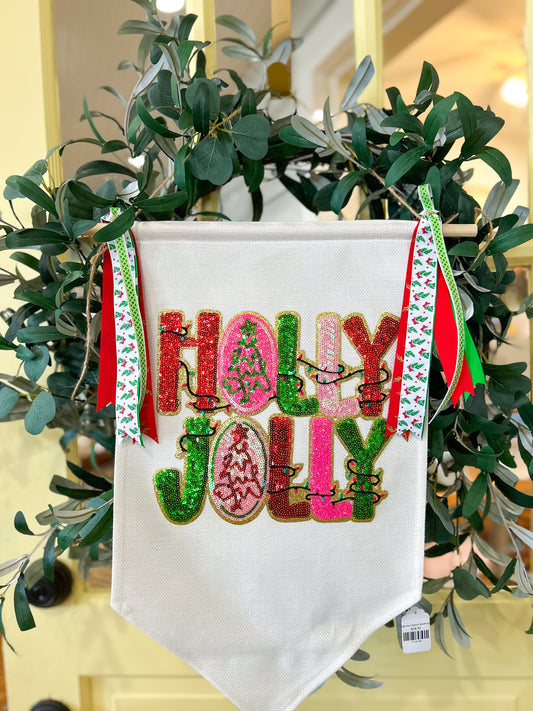 Holly Jolly Door Banner Red/Pink/Green
