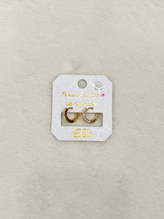 Forever in my Heart Paisley Gold and Diamond Huggie Hoops Earrings