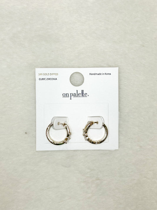 Gold Huggie Hoops with Mini Gold Bow