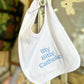 White Itty Bitty Catholic Bib- Blue