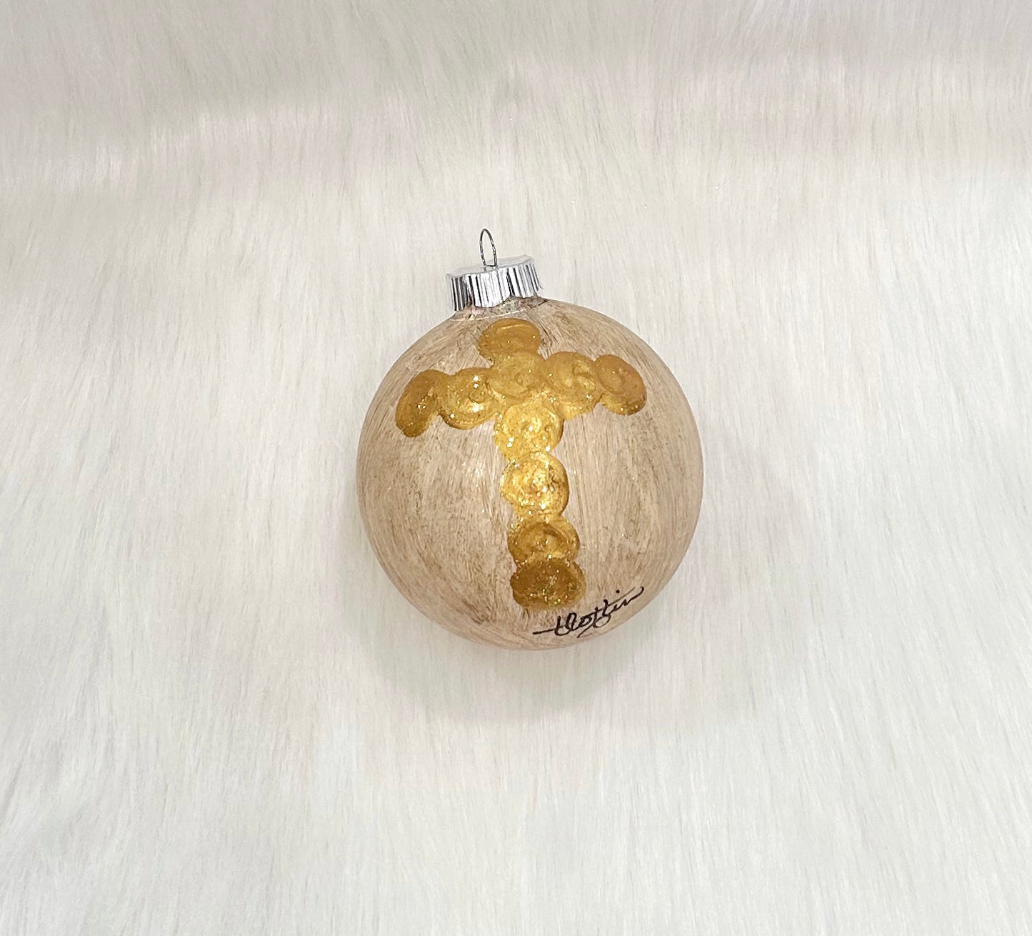 Round Gold Cross Ornament