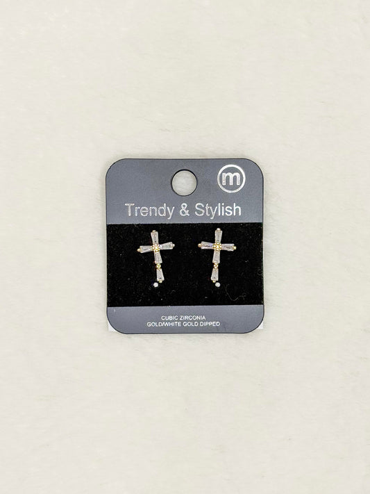 Evelyn Luxe Radiance Cross Stud Earrings