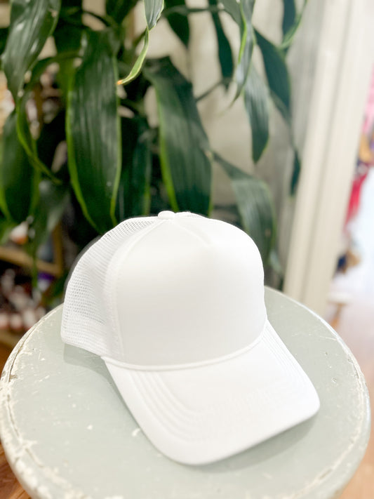 Solid Mesh Back High Crown Trucker Hat