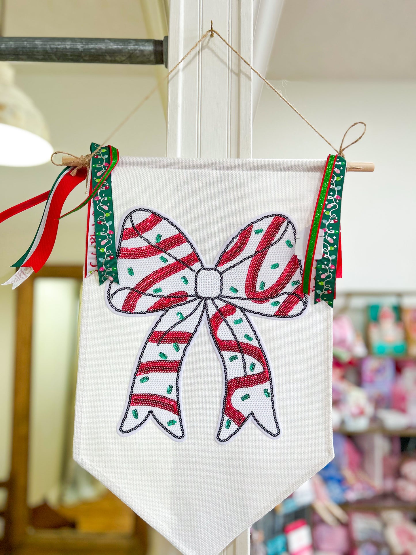 Little Debbie Christmas Bow Wreath Door Banner