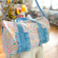 Light Blue Ruffle Floral Women Duffle Bag