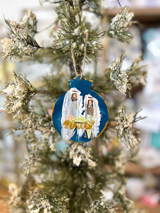 Navy Nativity 3.5" Wooden Ornament