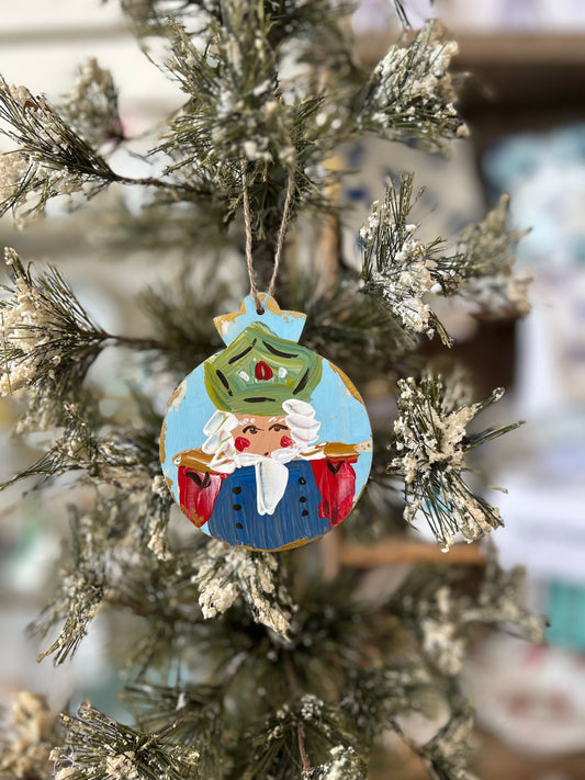 Sky Blue Nutcracker Noel 3.5" Wooden Ornament