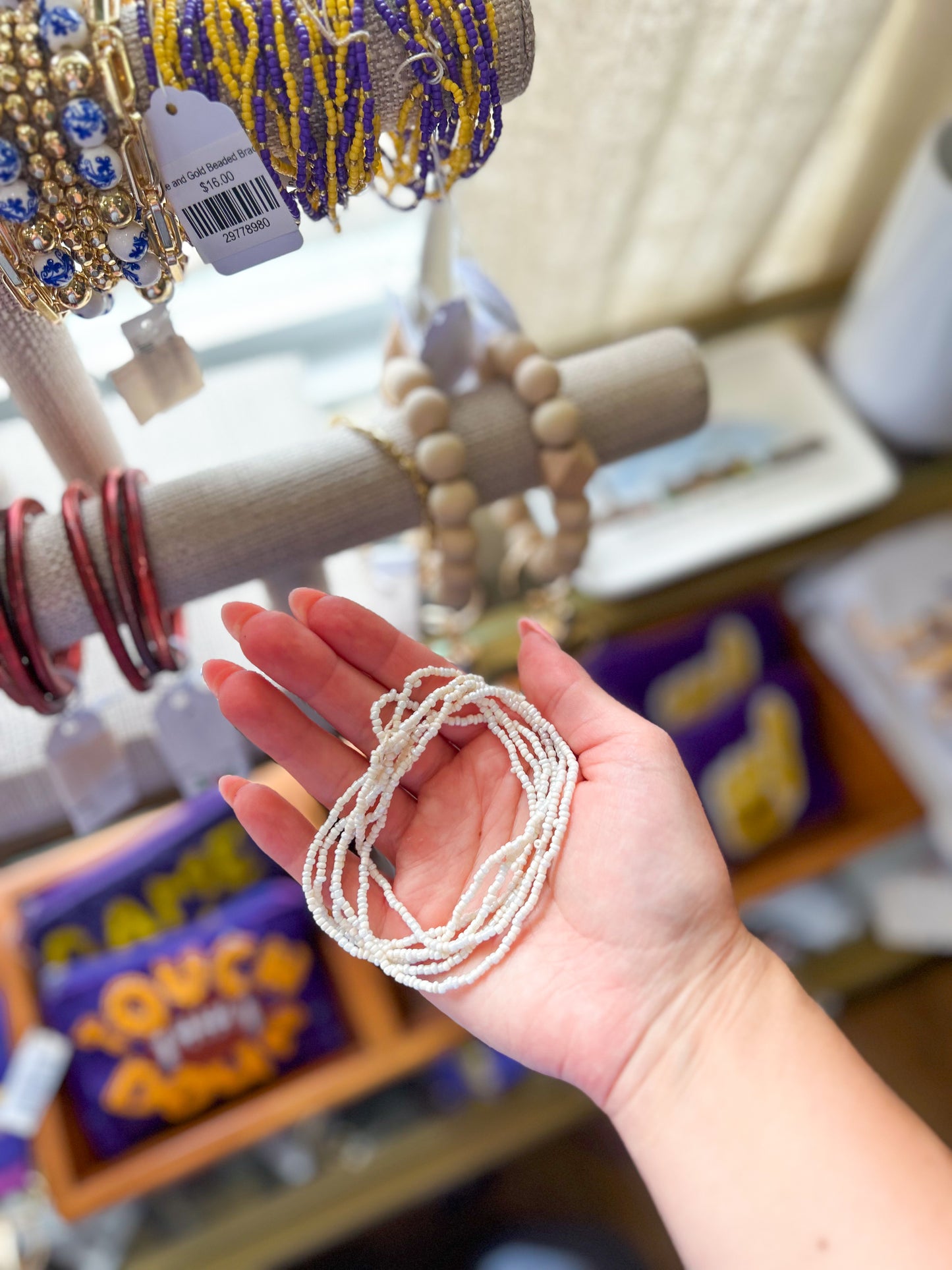 White Beaded Bracelet