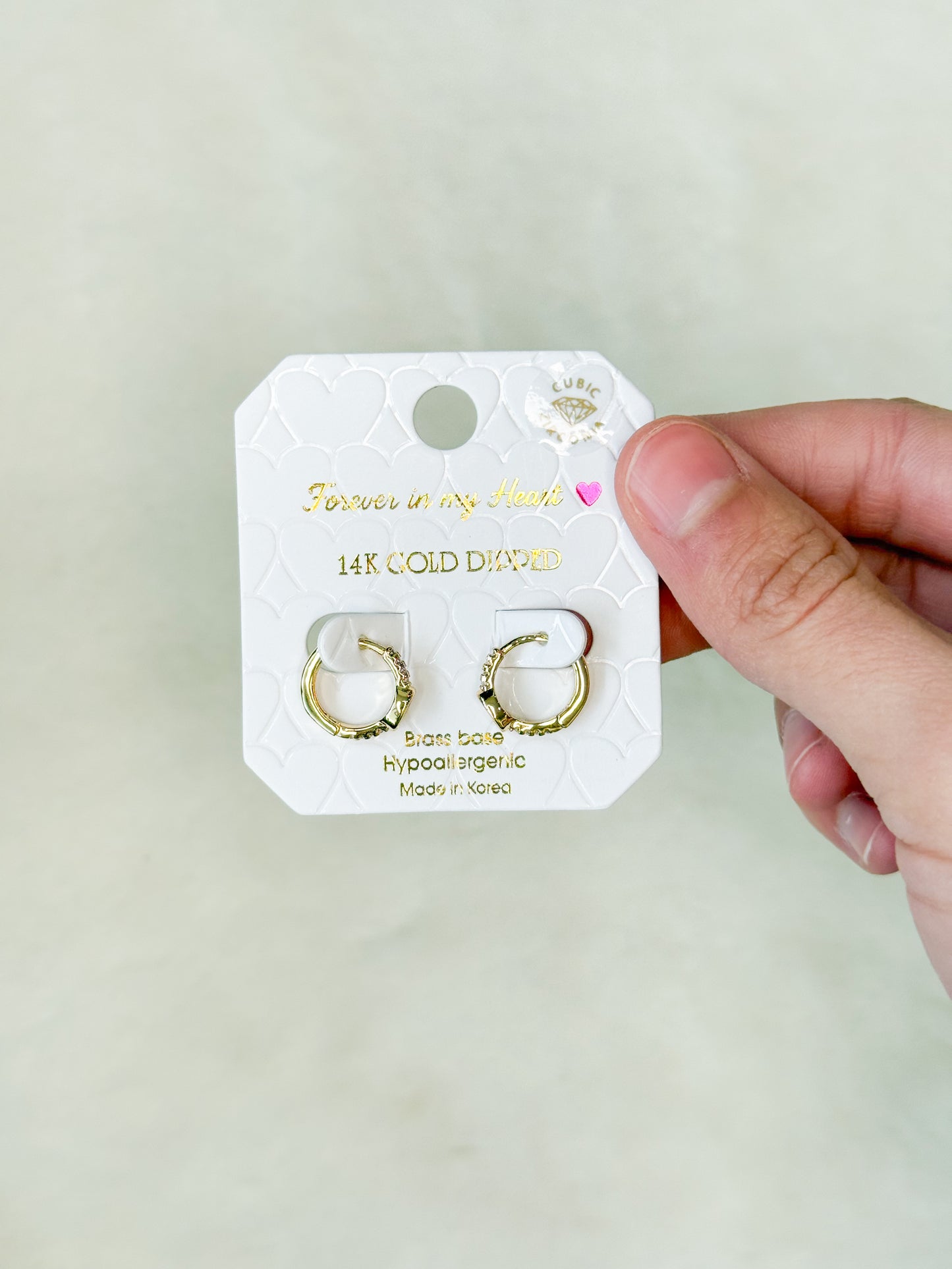 Forever in my Heart Diamond Stud in Gold Hoop Earrings