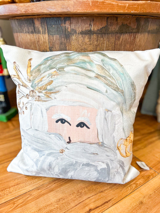 GA Teal Santa Square Pillow