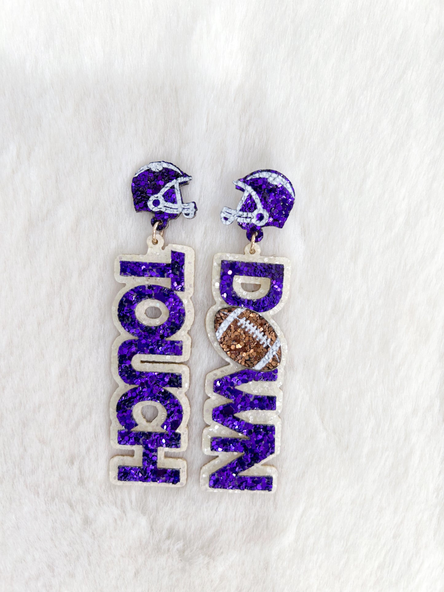 Purple Touch Down Sequin Dangle Earrings