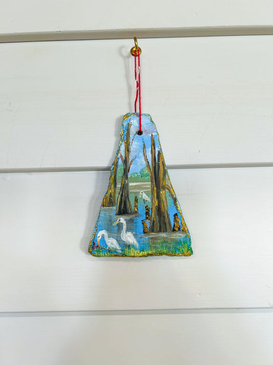 Silent Night in the Swamp- Cajun Stone Christmas Ornament