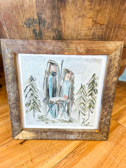 GA Joseph & Mary Trees Framed Art 12x12
