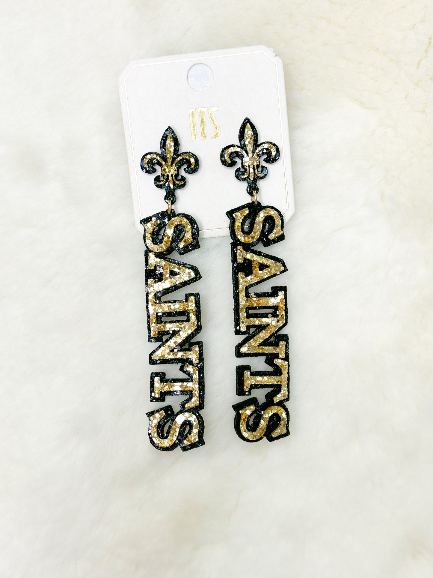 Saints Glitter Dangle Earrings